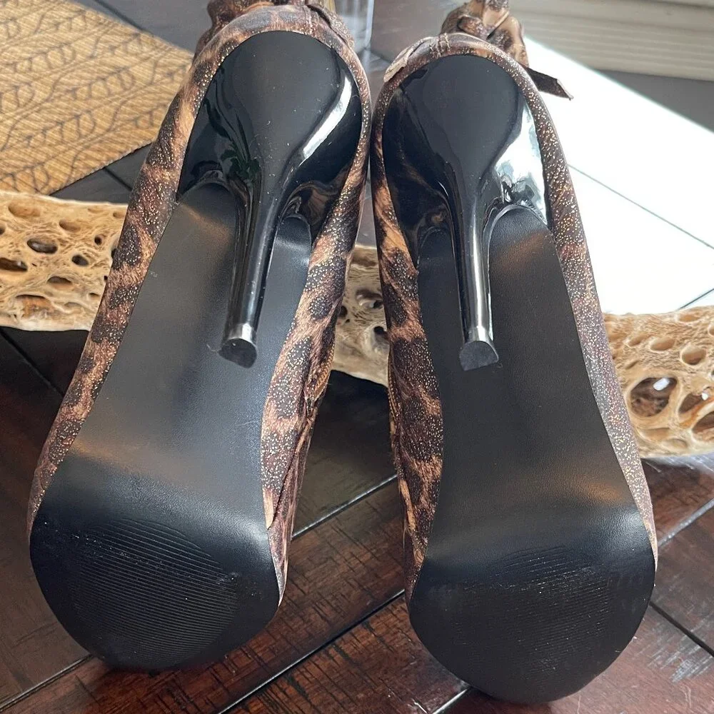 Urban Street Uber Sexy diba Wiz Ard Club Animal Print Stiletto Heels Booties - Picture 7 of 13